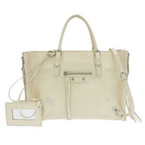 Balenciaga Paper Handbag Shoulder Bag Leather Ivory White